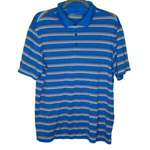 Nike Golf Mens Standard Fit Polo Shirt Blue White Striped Polyester Size L